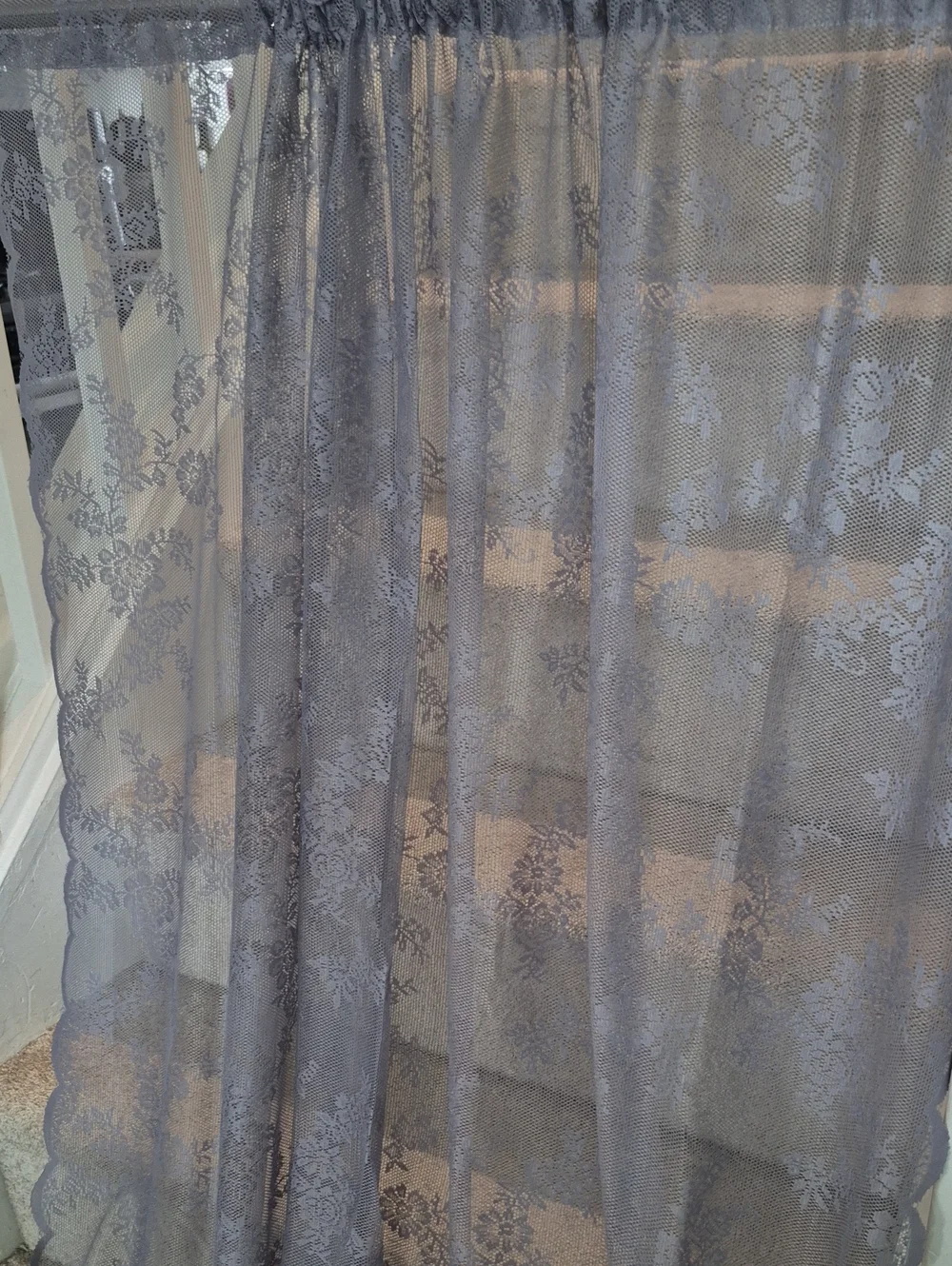 UrbanLotus Silvery Gray Sheer Lace Curtain Panel 56x96